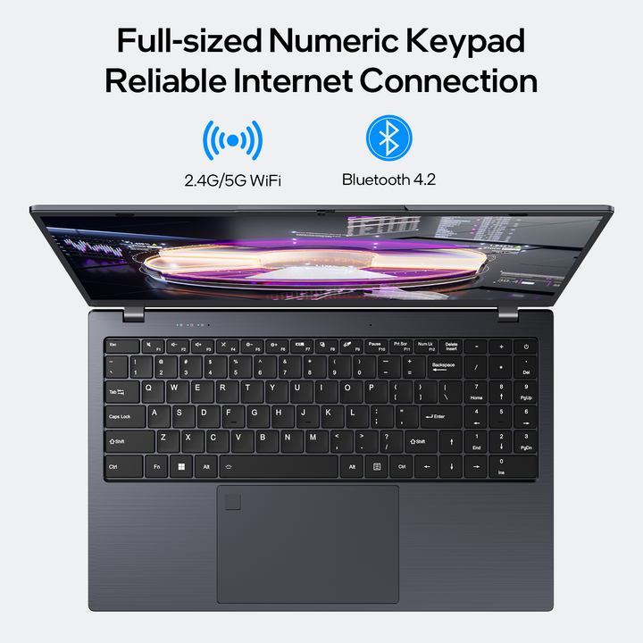 uowamou laptop with full-sized numeric keypad and dual-band wifi (2.4g/5g) + bluetooth 4.2